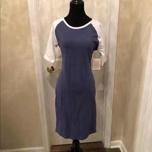 LulaRoe Julia Dress blue with white NWT size M